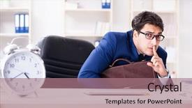  Presentation with gold rush finding panning - Audience pleasing slide set consisting of shhh - businessman in rush trying backdrop and a coral colored foreground