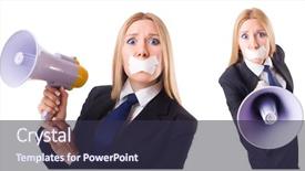  Presentation with censorship - PPT layouts having shhh - businesswoman in censorship concept isolated background and a  colored foreground