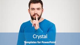  Presentation with ladies finger - Colorful presentation design enhanced with shhh - casual man showing finger backdrop and a  colored foreground