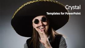  Presentation with homeless person poverty issue concept - Theme having shhh - person wearing sombrero hat background and a wine colored foreground