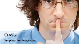  Presentation with glasses - Colorful PPT layouts enhanced with shhh - portrait of serious businessman backdrop and a  colored foreground