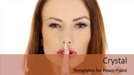  Presentation with duct tape on lips censorship - Cool new slide set with shhh - serious woman placing finger backdrop and a red colored foreground