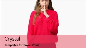  Presentation with secret - PPT layouts consisting of shhh - young beautiful brunette woman wearing background and a  colored foreground