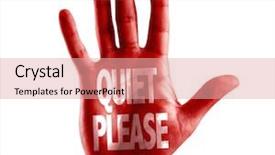  Presentation with noise - PPT theme with shhh noise hospital - quiet please written on hand background and a coral colored foreground