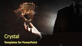  Presentation with shield - Beautiful slide deck featuring shield burning in fire mixed backdrop and a wine colored foreground