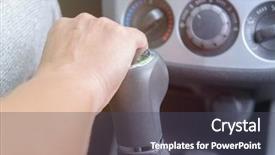  Presentation with gear - Colorful PPT theme enhanced with shift lever operating manual gearbox backdrop and a dark gray colored foreground