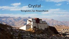  Presentation with tibet - Presentation design consisting of shigatse monastery in tibet background and a light blue colored foreground