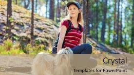  Presentation with tourist - Amazing PPT layouts having shih tzu - young woman tourist sitting backdrop and a coral colored foreground