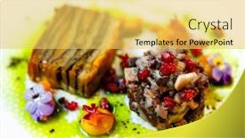  Presentation with vegan food - Presentation design consisting of shiitake-and-potatoes-vegan-shiitake background and a yellow colored foreground