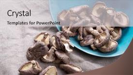  Presentation with mushrooms - Slide set with shiitake mushrooms background and a light gray colored foreground