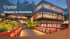  Presentation with traditional japan - Presentation design with shima-onsen-gunma-japan-traditional and a teal colored foreground