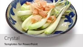  Presentation with japanese food - Colorful PPT layouts enhanced with shima-rakkyo-pickled-okinawa-shallot backdrop and a light gray colored foreground