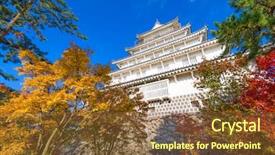 Presentation with japan castle - Colorful presentation enhanced with castle in shimabara nagasaki japan backdrop and a tawny brown colored foreground