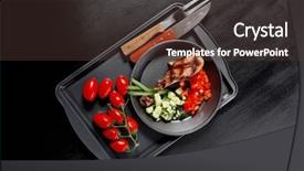  Presentation with hot metal - Theme with shin - fresh hot grilled turkey drumstick background and a tawny brown colored foreground