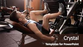  Presentation with training - Theme enhanced with shin - sporty young man training legs background and a wine colored foreground