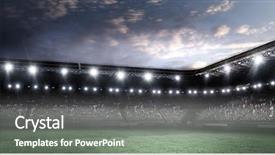  Presentation with football lights - Presentation design featuring shine spotlight - full night football arena background and a gray colored foreground