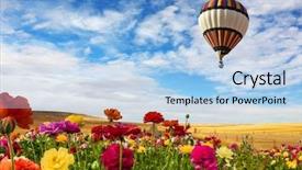  Presentation with hot spring - Beautiful presentation featuring flowering red and yellow buttercups backdrop and a light blue colored foreground