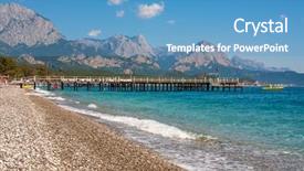  Presentation with popular - Slide set with shingle beach and aquamarine background and a teal colored foreground