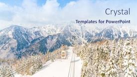  Presentation with japan - Presentation theme featuring shinhotaka-ropeway-takayama-gifu-japan background and a sky blue colored foreground
