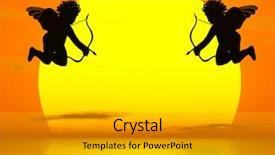  Presentation with angel - Beautiful slide set featuring shining angel - cupid backdrop and a light gray colored foreground