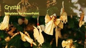  Presentation with animated christmas tree - Colorful PPT theme enhanced with shining angel - decorated christmas tree closeup backdrop and a  colored foreground