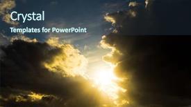  Presentation with spectacular - Slide deck consisting of shining angel - spectacular cloudscape sunshine breaking background and a tawny brown colored foreground