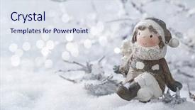  Presentation with angel - Audience pleasing slide set consisting of shining angel - winter decoration on a wooden backdrop and a sky blue colored foreground