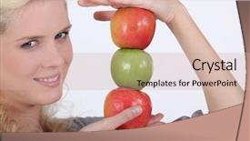  Presentation with blonde holding magnifying glass - Colorful slide deck enhanced with shining angel - young blonde holding pile backdrop and a coral colored foreground