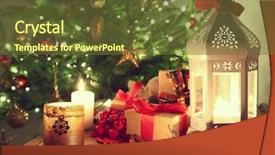  Presentation with christmas candles - Presentation enhanced with shining candles with christmas decorations background and a tawny brown colored foreground