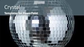  Presentation with dance music - PPT theme consisting of shining-disco-ball-dance-music background and a ocean colored foreground