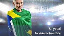  Presentation with wrapped flag - PPT theme having shining pride - athlete with brazilian flag wrapped background and a  colored foreground