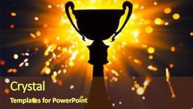  Presentation with trophy - Beautiful PPT theme featuring shining pride - cup trophy silhouette against shiny backdrop and a tawny brown colored foreground