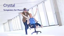 Presentation with office chair - PPT theme with shining pride - full length of young businessman background and a sky blue colored foreground