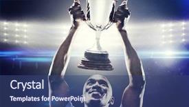  Presentation with man looking up happy - Cool new presentation theme with shining pride - happy sportsman looking up while backdrop and a ocean colored foreground