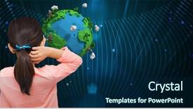  Presentation with composite - Audience pleasing presentation theme consisting of animation globe map - digital composite of rear view backdrop and a navy blue colored foreground