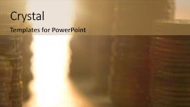  Presentation with shining light - PPT theme featuring shining through stack of coin background and a yellow colored foreground