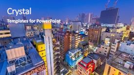  Presentation with tokyo - PPT theme featuring shinjuku tokyo japan cityscape background and a cobalt blue colored foreground