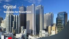  Presentation with skyscraper - Cool new PPT theme with shinjuku tokyo skyscraper district backdrop and a teal colored foreground