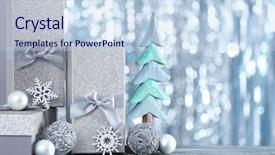  Presentation with christmas lights bulb decoration - PPT theme consisting of shinny - christmas gifts and blurred lights background and a  colored foreground