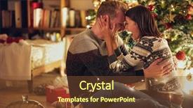  Presentation with romantic christmas - PPT theme with shinny - christmas romantic couple having fun background and a tawny brown colored foreground