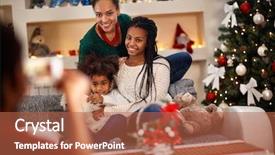  Presentation with family photo - PPT theme enhanced with shinny - happy family at home taking background and a red colored foreground