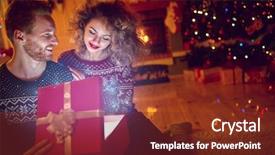  Presentation with girl christmas - Cool new presentation theme with shinny - man gives magical gift backdrop and a tawny brown colored foreground