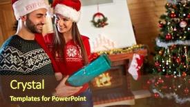  Presentation with gifts - Slide deck consisting of shinny - young couple giving gifts background and a tawny brown colored foreground