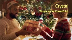  Presentation with animated christmas tree - Presentation theme enhanced with shinny christmas tree and blurred background and a tawny brown colored foreground