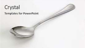  Presentation with falling spoon - Colorful presentation theme enhanced with shinny spoon on the white backdrop and a  colored foreground