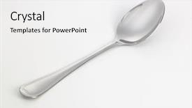  Presentation with falling spoon - Colorful presentation theme enhanced with shinny spoon on the white backdrop and a  colored foreground