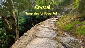  Presentation with pilgrimage - Presentation design having shinto temple kumano kodo pilgrimage background and a tawny brown colored foreground