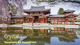  Presentation with kyoto - Slides with japanese shrines - kyoto japan at byodo-in temple background and a tawny brown colored foreground
