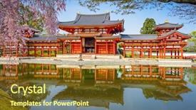  Presentation with kyoto - Slide set featuring japan at byodo-in temple background and a tawny brown colored foreground