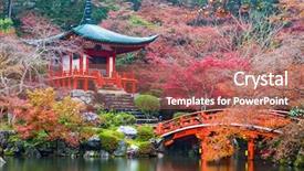  Presentation with kyoto - Presentation theme having sect - kyoto japan at daigo-ji temple background and a coral colored foreground